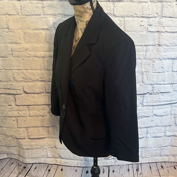 Vintage Trina Turk Blazer One Button Black Size 8 Pockets Fitted - Picture 3 of 10